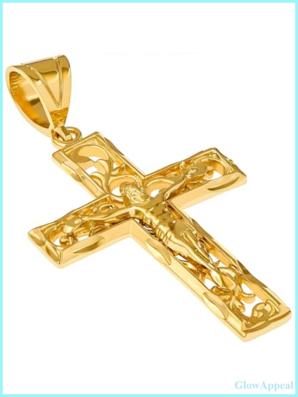 24k Gold Plated Filigree Crucifix Cross Pendant Necklace